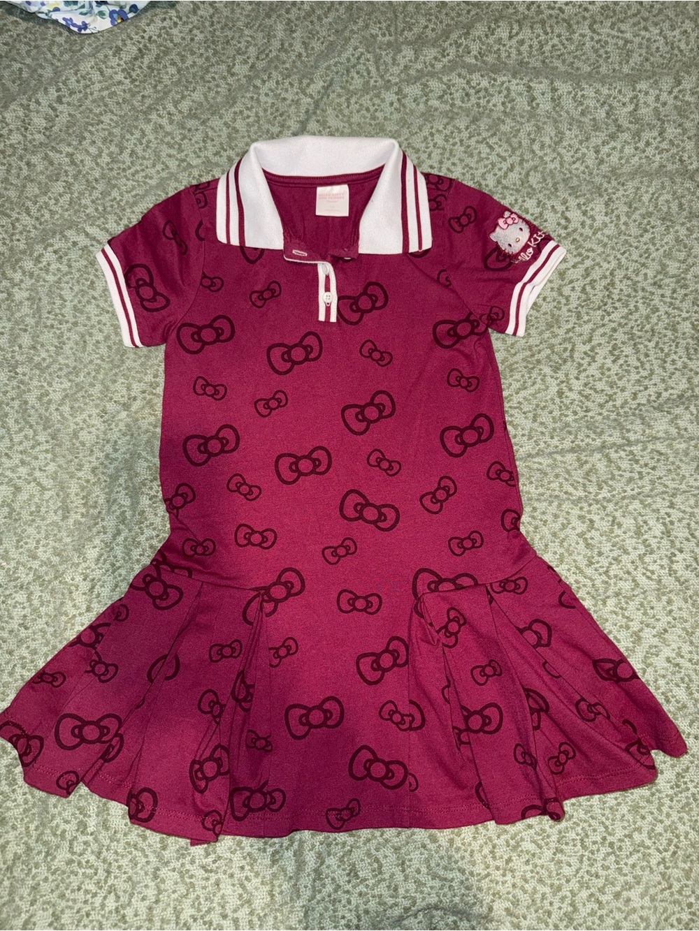 Hello Kitty Burgundy Polo Skater Dress with White Trim